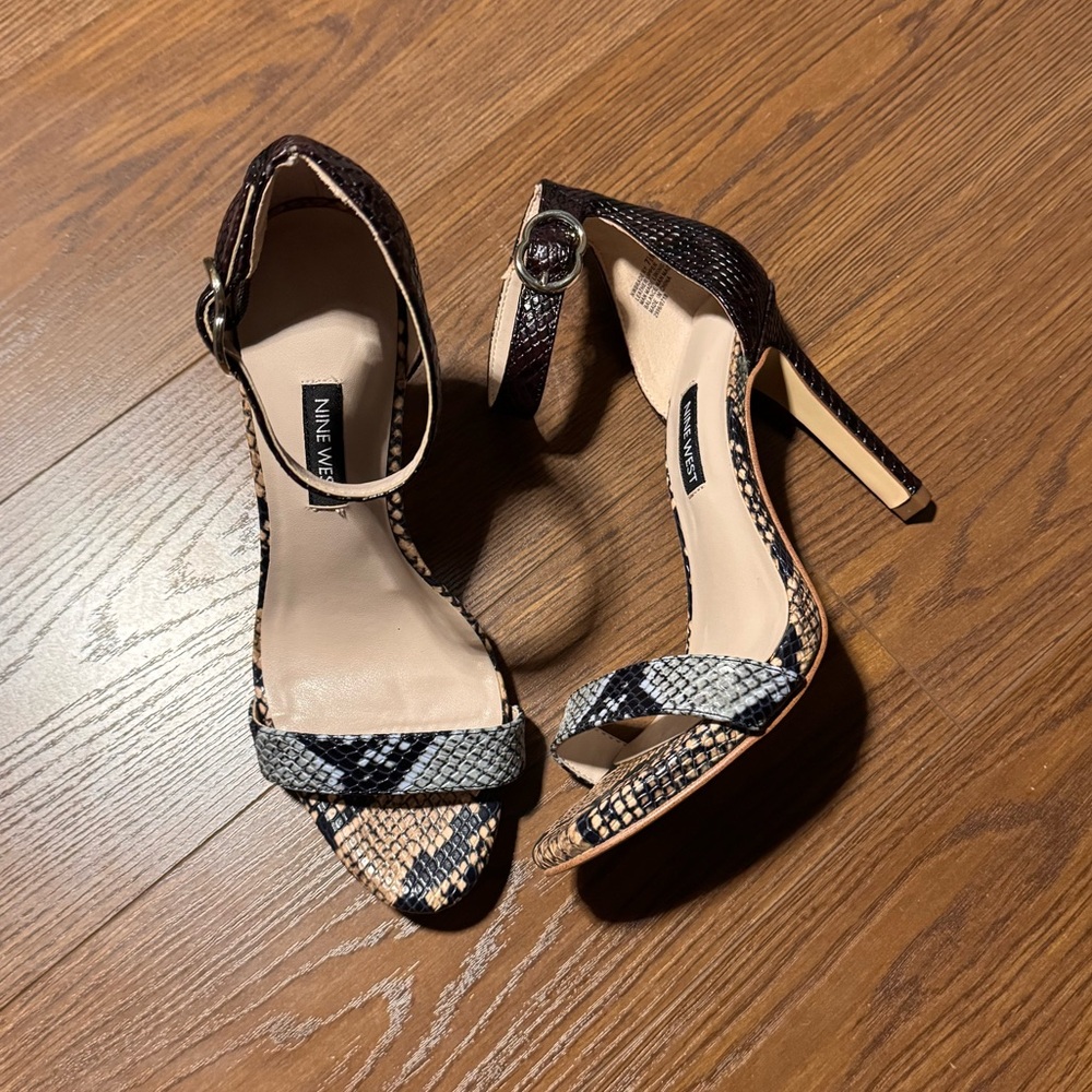 Nine West Leather Snakeskin Heels - Picture 2 of 12